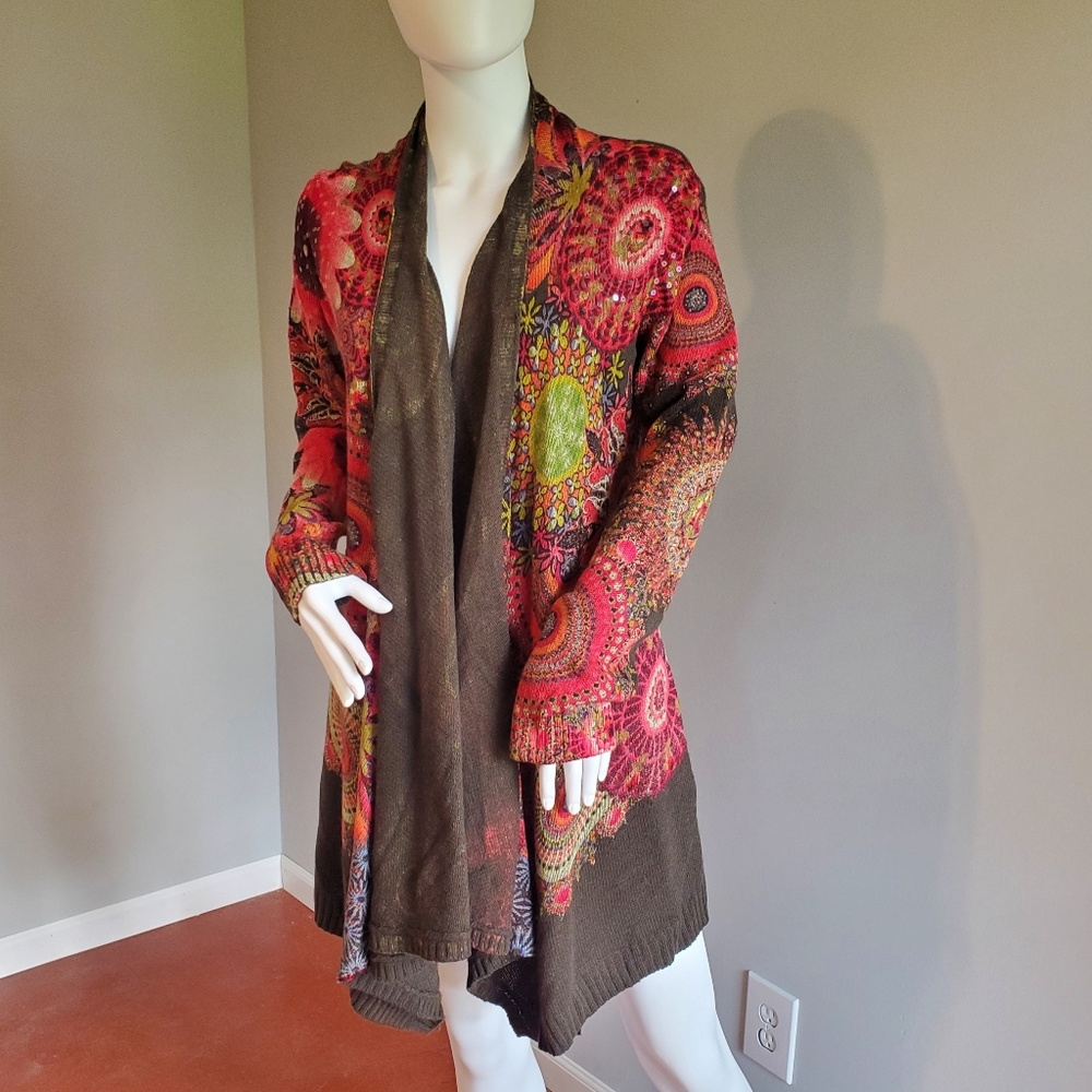 Desigual Multicolor Floral Knit Cardigan XL - Picture 6 of 6